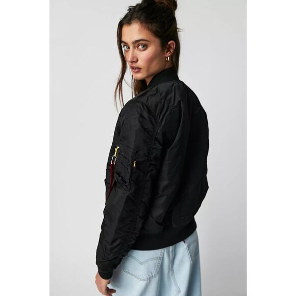 New Free People x Alpha Industries Ma-1w Bomber Jacket $200 SMALL Black - Picture 3 of 7